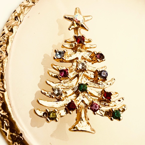 Vintage Mid Century Modern MCM Christmas Tree Brooch Holiday Pin … - Picture 2 of 5